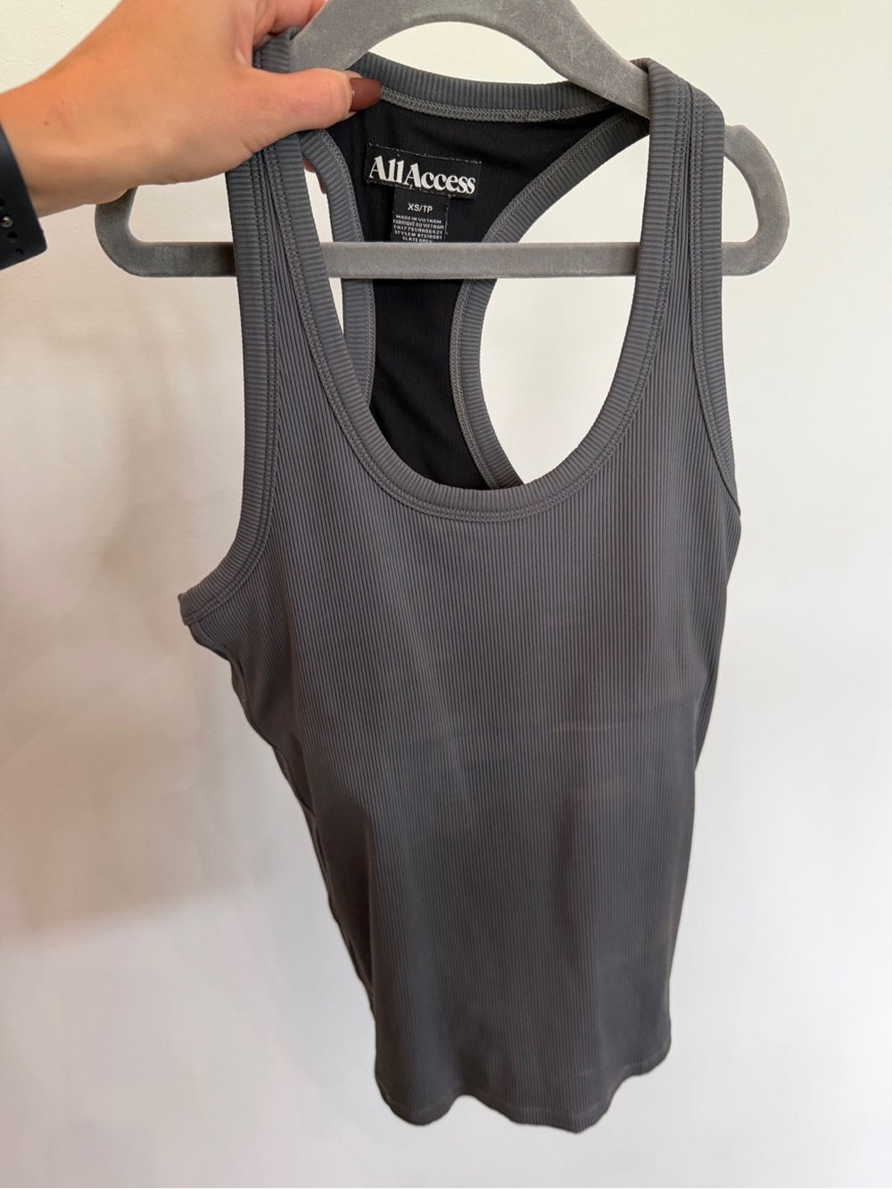 All Access Slate Grey Ribbed Racerback Tank